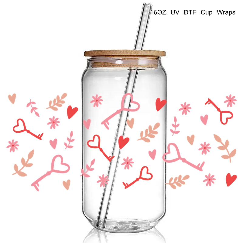 Valentine Love Design 16oz 3D UV DTF Cup Wraps Stickers Transfer Decals Be mine UV DTF Wrap Stickers for Tumbler - Image 2