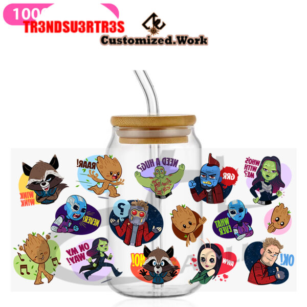 Marvel DC UV DTF Glass Can Wrap 16oz Glass Can Transfer Sticker Spider Iron Bat Harley JOKER - Image 3