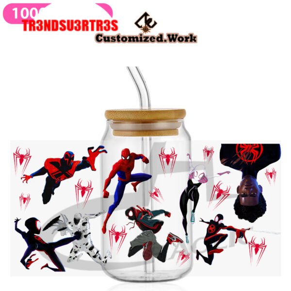 Marvel DC UV DTF Glass Can Wrap 16oz Glass Can Transfer Sticker Spider Iron Bat Harley JOKER - Image 4