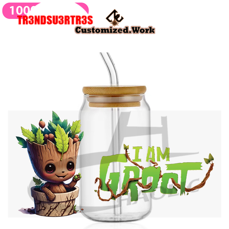 Marvel DC UV DTF Glass Can Wrap 16oz Glass Can Transfer Sticker Spider Iron Bat Harley JOKER - Image 5