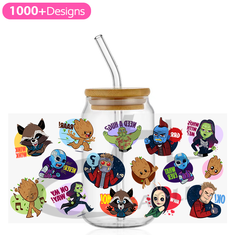Marvel DC UV DTF Glass Can Wrap 16oz Glass Can Transfer Sticker Spider Iron Bat Harley JOKER - Image 8