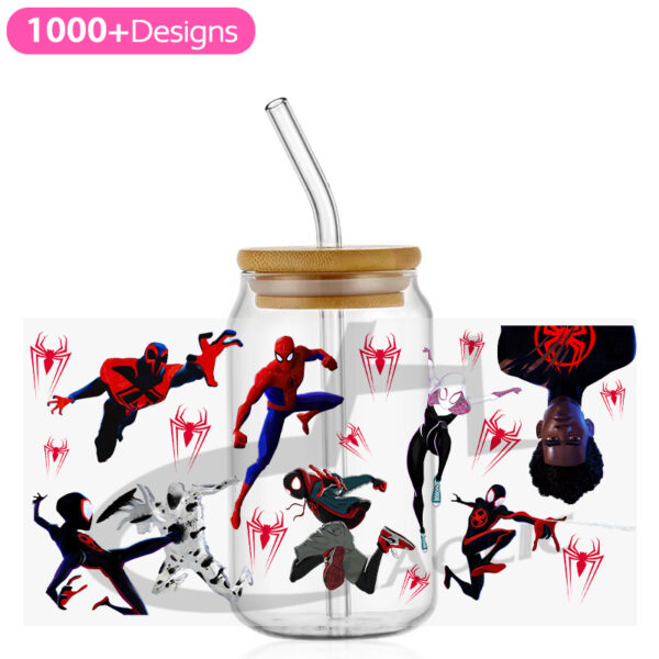 Marvel DC UV DTF Glass Can Wrap 16oz Glass Can Transfer Sticker Spider Iron Bat Harley JOKER - Image 9