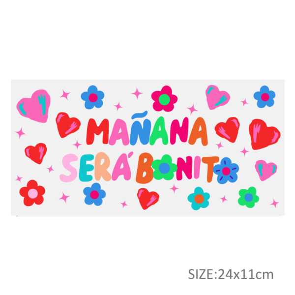 Personalize 16OZ UV DTF Glass Cup Can Wrap Transfers Stickers Colorful Manana For DIY Glass Mug Logo Custom Labels Decals