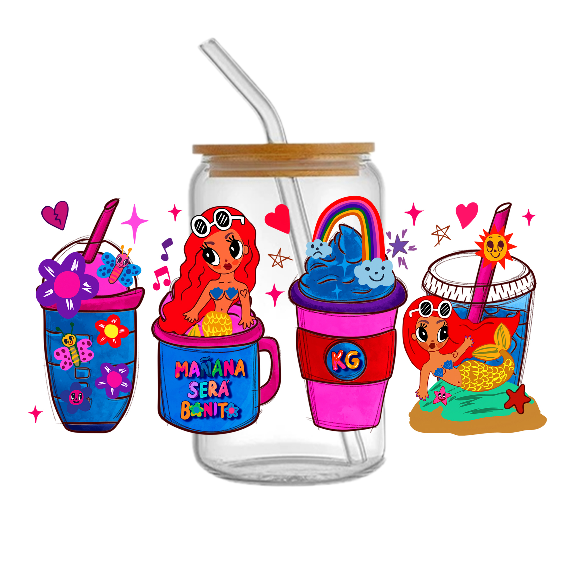 Personalize 16OZ UV DTF Glass Cup Can Wrap Transfers Stickers Colorful Manana For DIY Glass Mug Logo Custom Labels Decals - Image 7