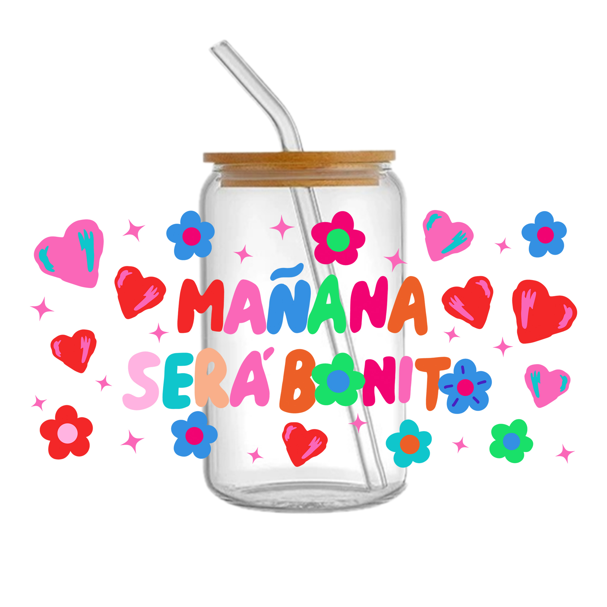 Personalize 16OZ UV DTF Glass Cup Can Wrap Transfers Stickers Colorful Manana For DIY Glass Mug Logo Custom Labels Decals - Image 8