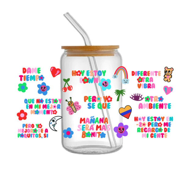 Personalize 16OZ UV DTF Glass Cup Can Wrap Transfers Stickers Colorful Manana For DIY Glass Mug Logo Custom Labels Decals - Image 9