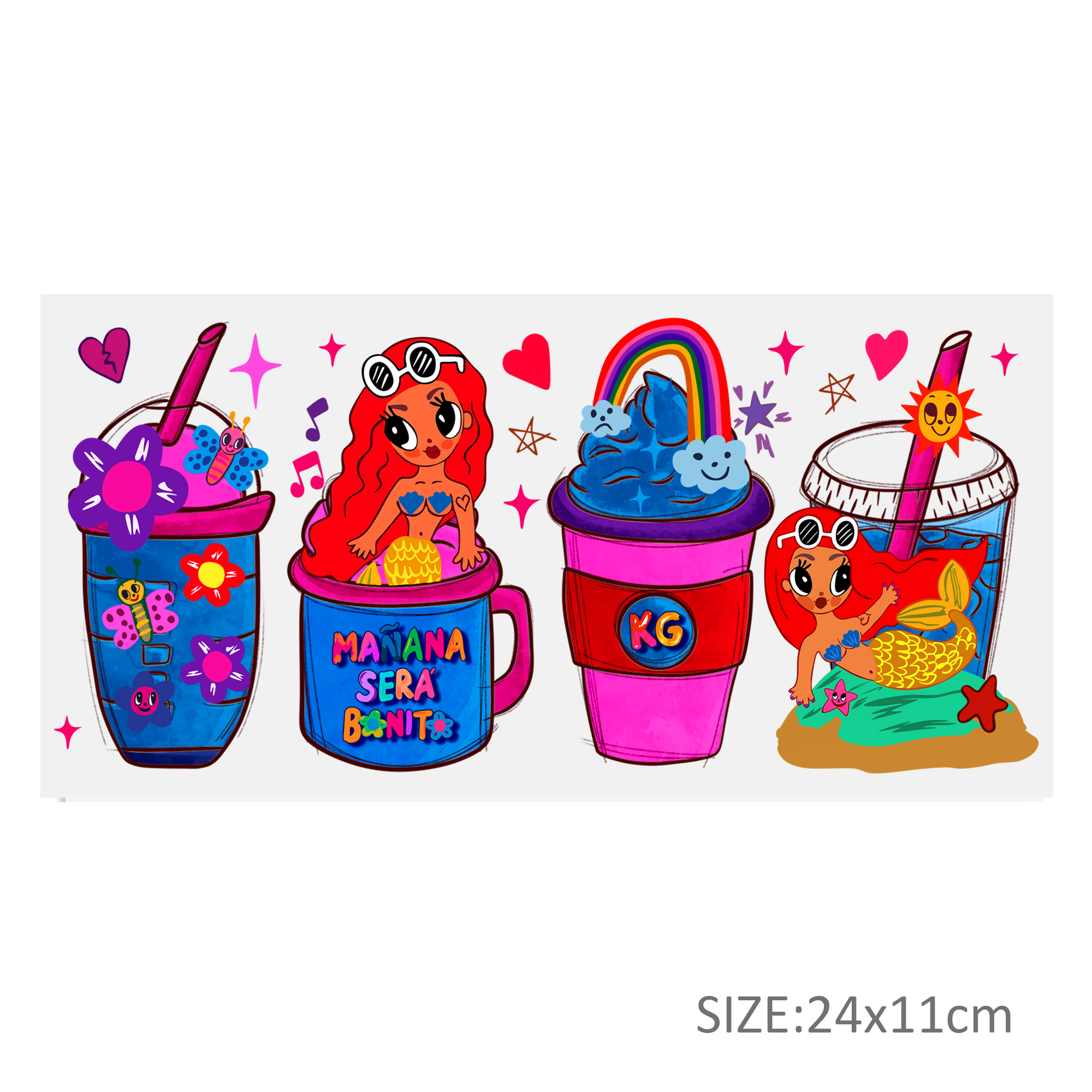 Personalize 16OZ UV DTF Glass Cup Can Wrap Transfers Stickers Colorful Manana For DIY Glass Mug Logo Custom Labels Decals - Image 11