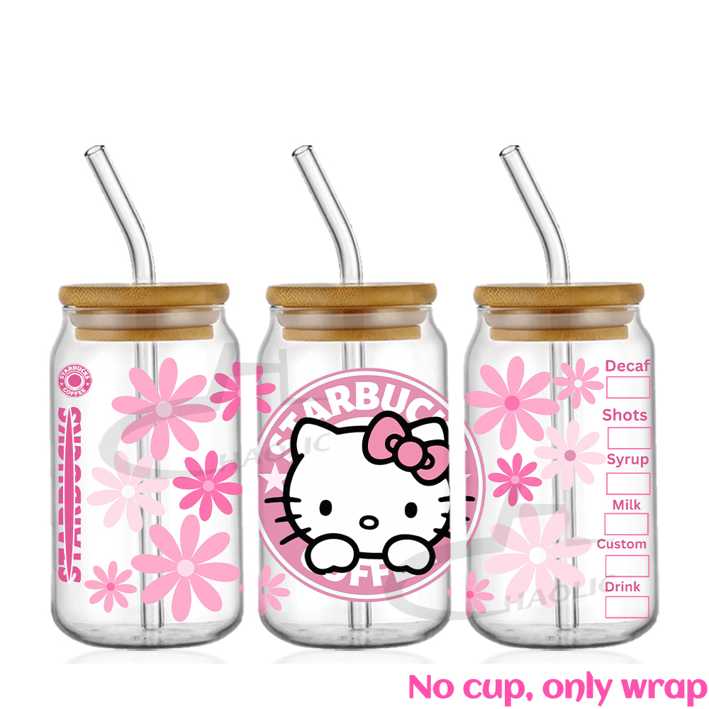 Hello Kitty 16oz UV DTF Cup Wrap Cartoon Glass Beer Can Tumbler Transfer Stickers Waterproof Permanent Adhesive - Image 2