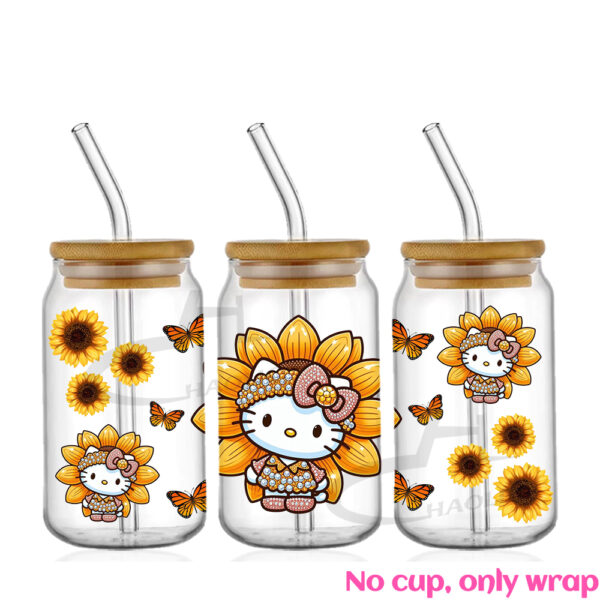 Hello Kitty 16oz UV DTF Cup Wrap Cartoon Glass Beer Can Tumbler Transfer Stickers Waterproof Permanent Adhesive - Image 3