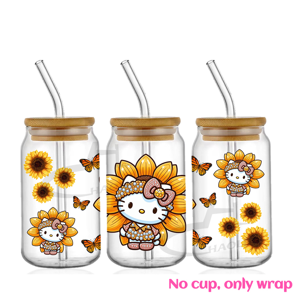 Hello Kitty 16oz UV DTF Cup Wrap Cartoon Glass Beer Can Tumbler Transfer Stickers Waterproof Permanent Adhesive - Image 3