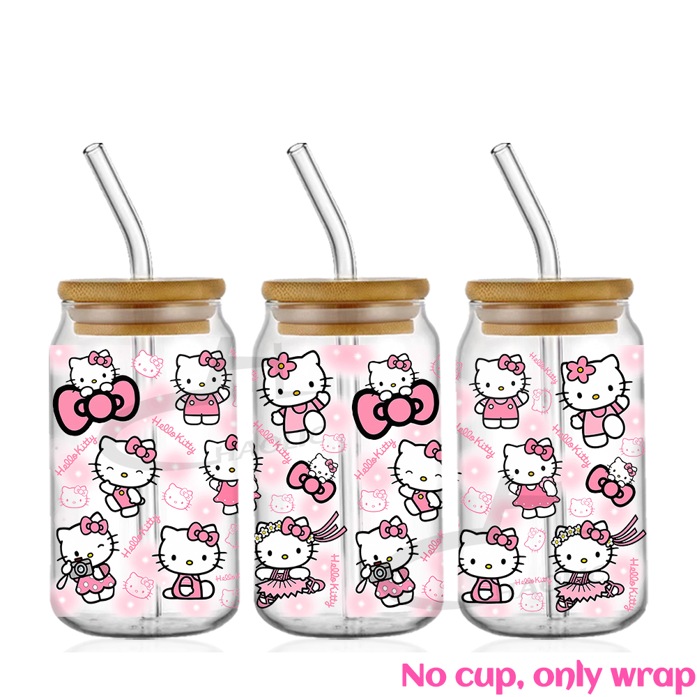 Hello Kitty 16oz UV DTF Cup Wrap Cartoon Glass Beer Can Tumbler Transfer Stickers Waterproof Permanent Adhesive - Image 4