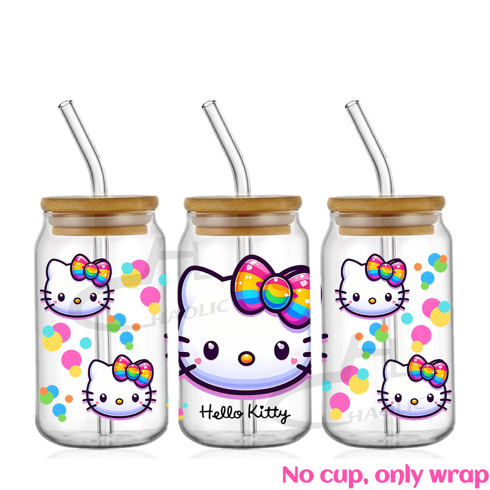 Hello Kitty 16oz UV DTF Cup Wrap Cartoon Glass Beer Can Tumbler Transfer Stickers Waterproof Permanent Adhesive - Image 7