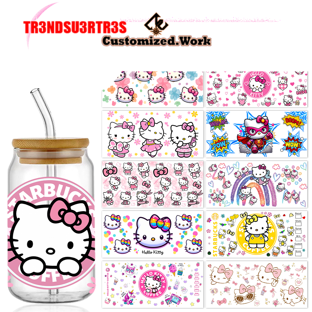 Hello Kitty 16oz UV DTF Cup Wrap Cartoon Glass Beer Can Tumbler Transfer Stickers Waterproof Permanent Adhesive - Image 8
