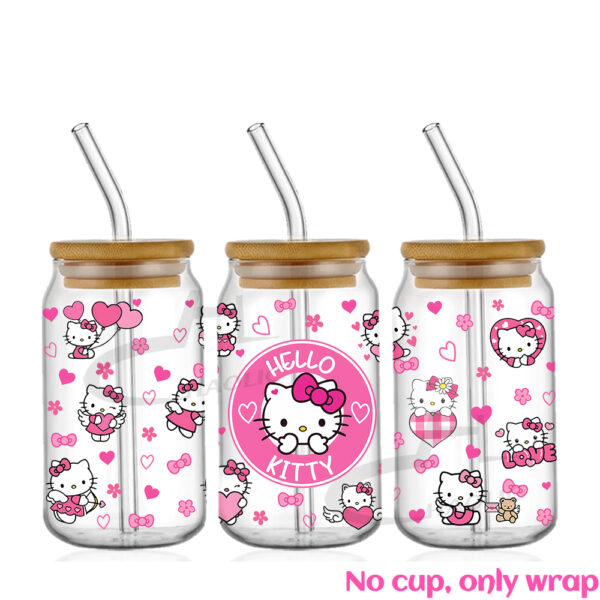 Hello Kitty 16oz UV DTF Cup Wrap Cartoon Glass Beer Can Tumbler Transfer Stickers Waterproof Permanent Adhesive - Image 9