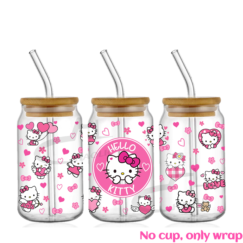 Hello Kitty 16oz UV DTF Cup Wrap Cartoon Glass Beer Can Tumbler Transfer Stickers Waterproof Permanent Adhesive - Image 9