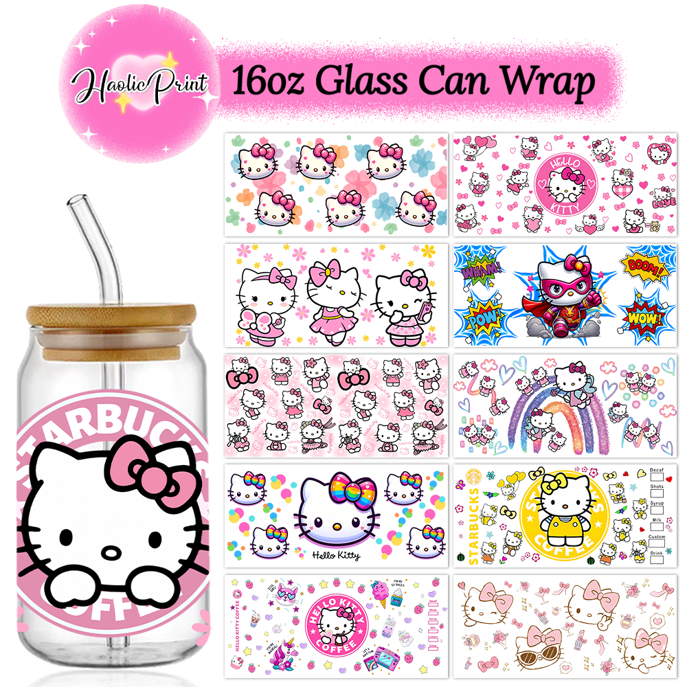 Hello Kitty 16oz UV DTF Cup Wrap Cartoon Glass Beer Can Tumbler Transfer Stickers Waterproof Permanent Adhesive - Image 10