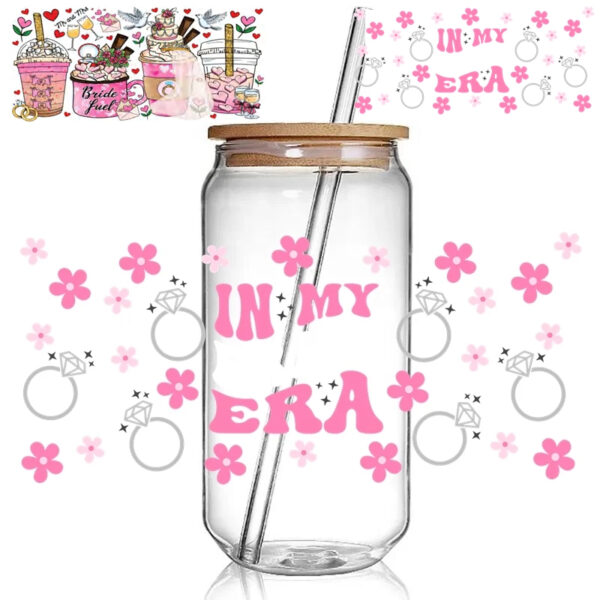 New In My Bride Era 3D UV DTF Cup Wrap Transfers Stickers Coffee Bride UV Cup Wrap Waterproof Logo For Glass - Image 3