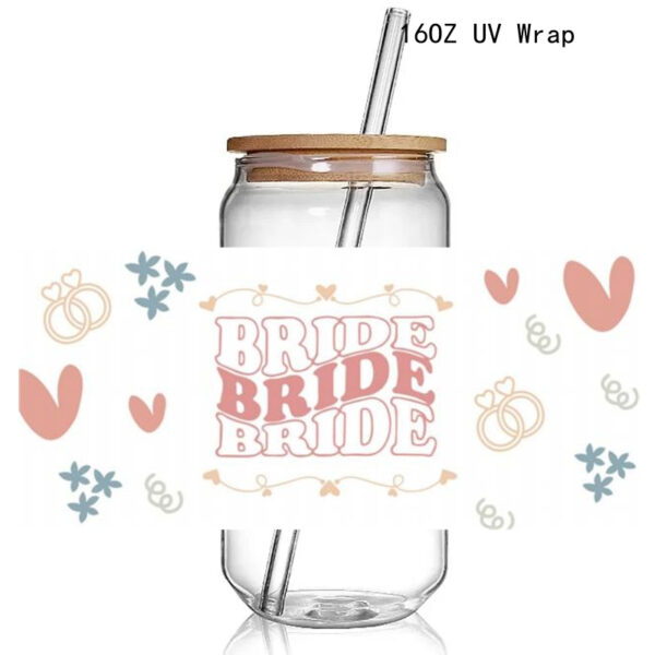 New In My Bride Era 3D UV DTF Cup Wrap Transfers Stickers Coffee Bride UV Cup Wrap Waterproof Logo For Glass - Image 8
