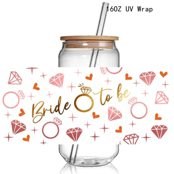 New In My Bride Era 3D UV DTF Cup Wrap Transfers Stickers Coffee Bride UV Cup Wrap Waterproof Logo For Glass - Image 9