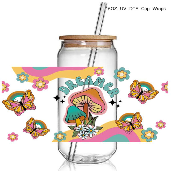Sunflower Retro Dreamer Catcher 16OZ Cup Wraps Design 3D Uv Dtf Cup Wraps Transfer Sticker Decals Diy Waterproof - Image 3