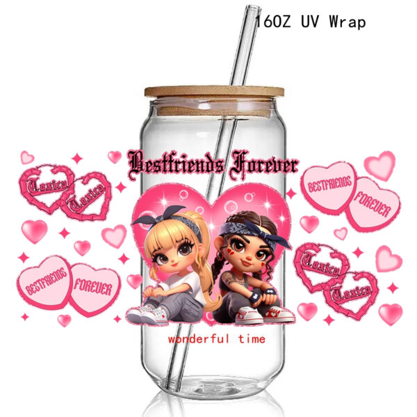 New Trend 3D UV dtf cup Wraps Chicano Design Angel Baby 16OZ Glass UV Cup Wraps Transfer Sticker 16Oz Glass