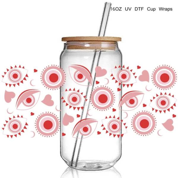 Various Eye Hand Design 3D UV DTF Cup Wraps stickers Custom Evil Eye UV Wraps for 16oz Glass Can Cold Cups Tumbler - Image 10