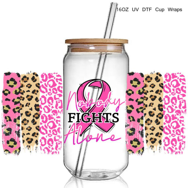Cancer Ribbon Awareness print 3D UV DTF Cup Wraps stickers Custom Wraps for 16oz Glass Can Cold Cups Tumbler - Image 5