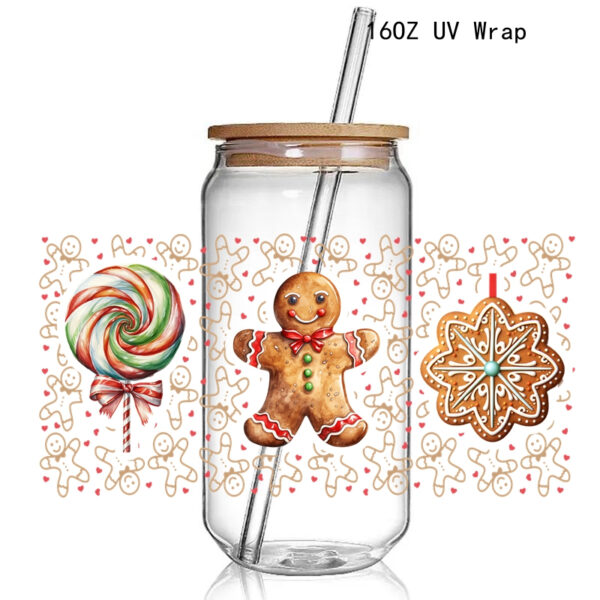 8+ New Gnomes Christmas Theme 3D UV DTF Cup Wraps stickers Custom UV Glass Wraps for 16oz Glass Cups - Image 4