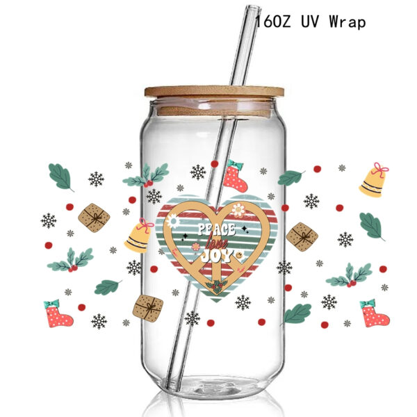 8+ New Gnomes Christmas Theme 3D UV DTF Cup Wraps stickers Custom UV Glass Wraps for 16oz Glass Cups - Image 6
