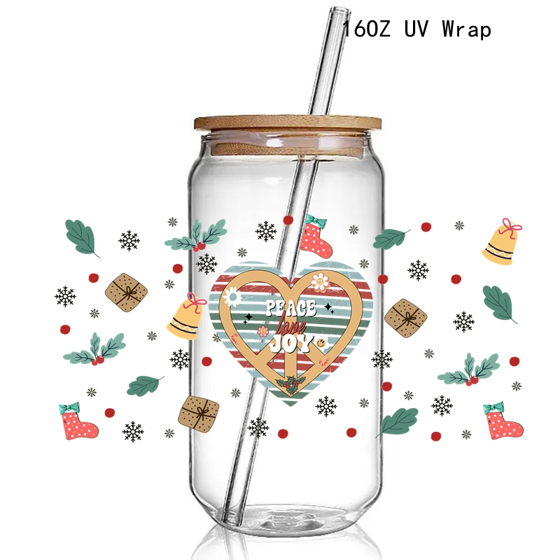 8+ New Gnomes Christmas Theme 3D UV DTF Cup Wraps stickers Custom UV Glass Wraps for 16oz Glass Cups - Image 6