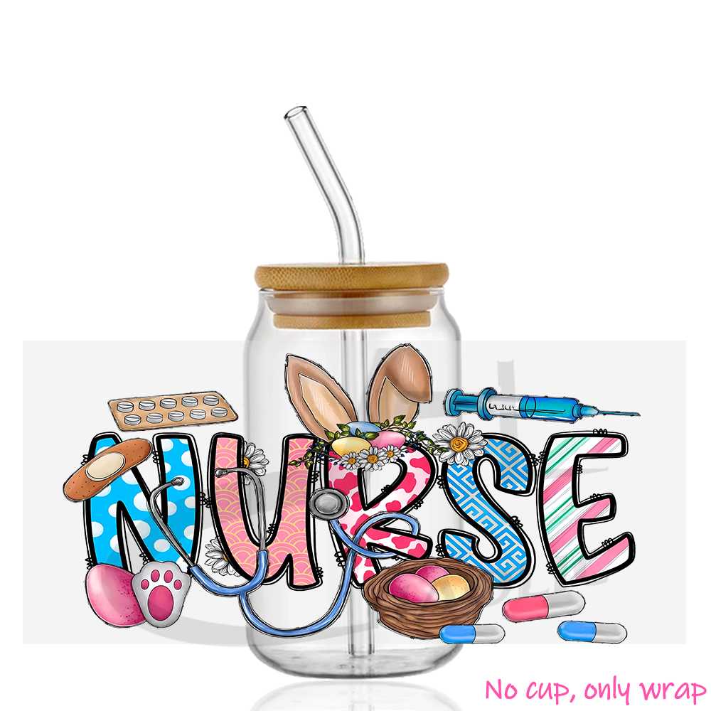 UV DTF Cup Wraps Transfers Nurse Sticker Iron On Transfer For Glass Can Wraps 16oz