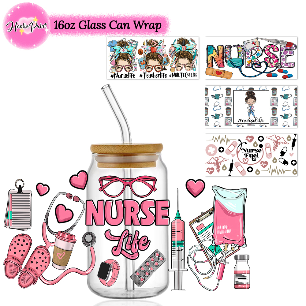 UV DTF Cup Wraps Transfers Nurse Sticker Iron On Transfer For Glass Can Wraps 16oz - Image 2