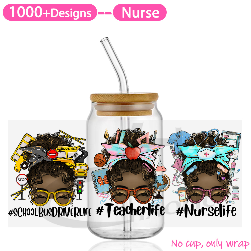 UV DTF Cup Wraps Transfers Nurse Sticker Iron On Transfer For Glass Can Wraps 16oz - Image 9