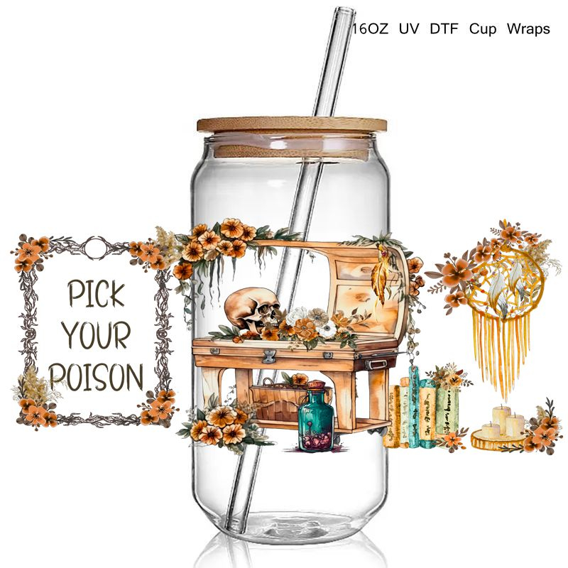 Fashion Make Up Design Print 3D UV DTF Cup Wraps stickers Custom Lash UV Power Girl Wraps for 16oz Glass Can - Image 2
