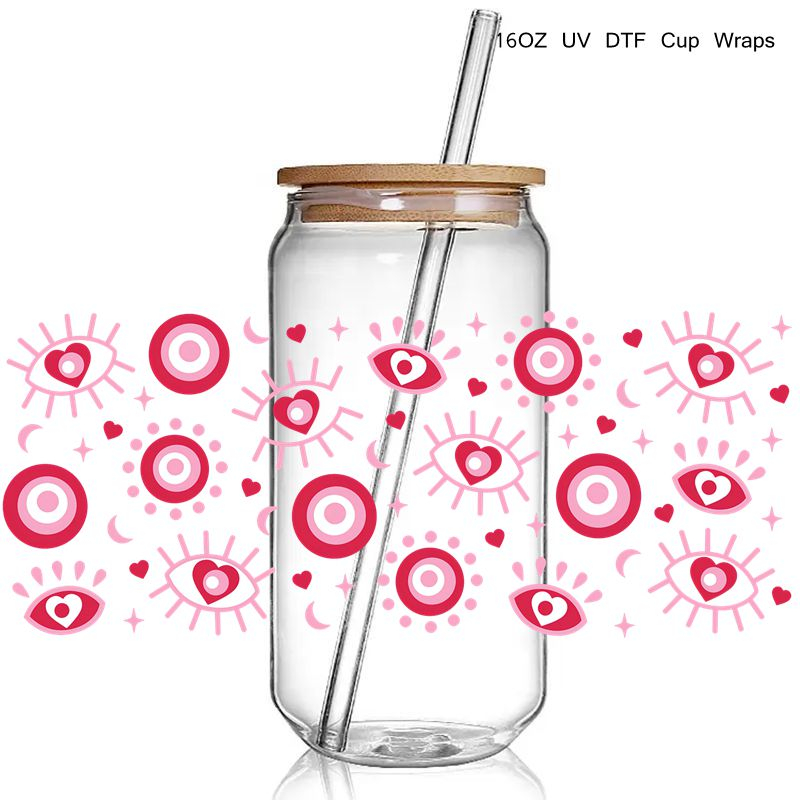 9+ Various Styles Eyes 3D UV DTF Cup Wraps Eyes Hand Design stickers Custom UV Cup Wraps for 16oz Glass Cold Cups