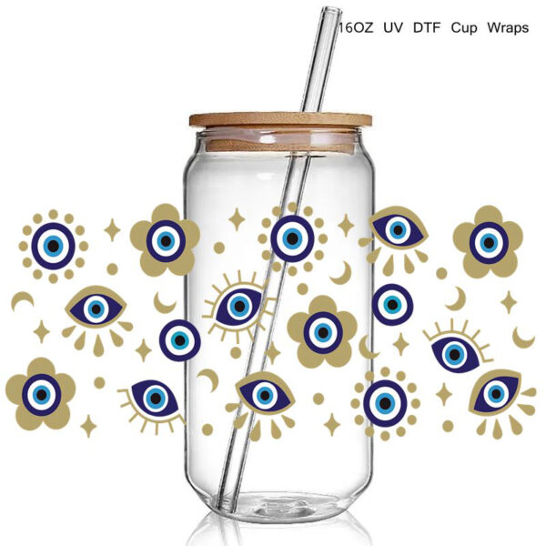 9+ Various Styles Eyes 3D UV DTF Cup Wraps Eyes Hand Design stickers Custom UV Cup Wraps for 16oz Glass Cold Cups - Image 3