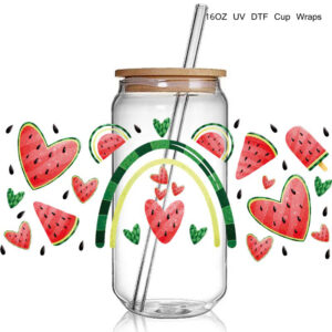 Various Peach Fruit Print 3D UV DTF Cup Wraps stickers Custom Fruit UV Cup Wraps for 16oz Glass Tumbler
