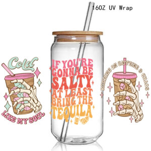 Like My Soul Coffee 3D UV DTF Cup Wrap Transfers Stickers Coffee Skull Hand Cup Wrap Waterproof Logo For Glass