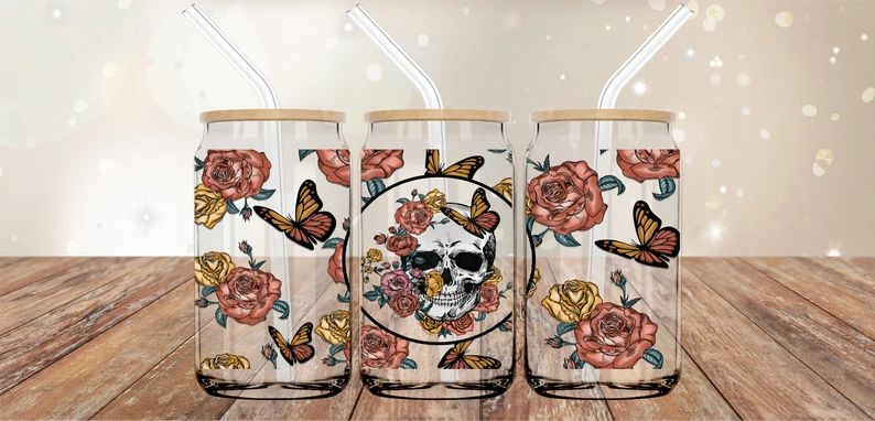 Yee How Western Design 3D UV DTF Cup Wraps stickers Custom Wraps for 16oz Glass Can Cold Cups Tumbler - Image 3