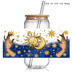 Blue Eye Design DTF UV Wraps Sticker Cups Cool Personalize UV Cup Wrap Transfer Sticker Custom Labels Waterproof
