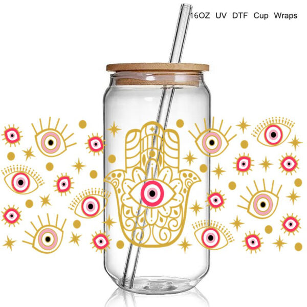 Blue Eye Design DTF UV Wraps Sticker Cups Cool Personalize UV Cup Wrap Transfer Sticker Custom Labels Waterproof - Image 2