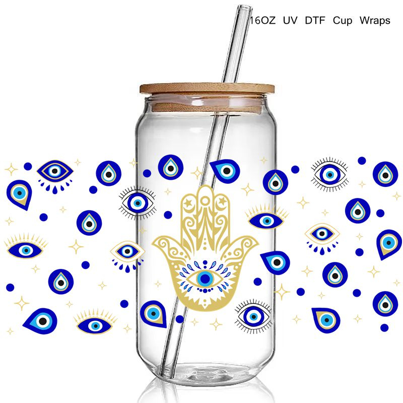 Blue Eye Design DTF UV Wraps Sticker Cups Cool Personalize UV Cup Wrap Transfer Sticker Custom Labels Waterproof - Image 3