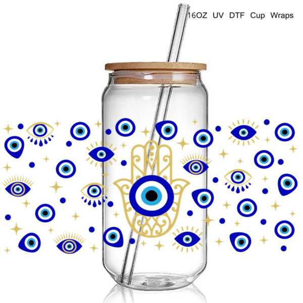 Blue Eye Design DTF UV Wraps Sticker Cups Cool Personalize UV Cup Wrap Transfer Sticker Custom Labels Waterproof - Image 4