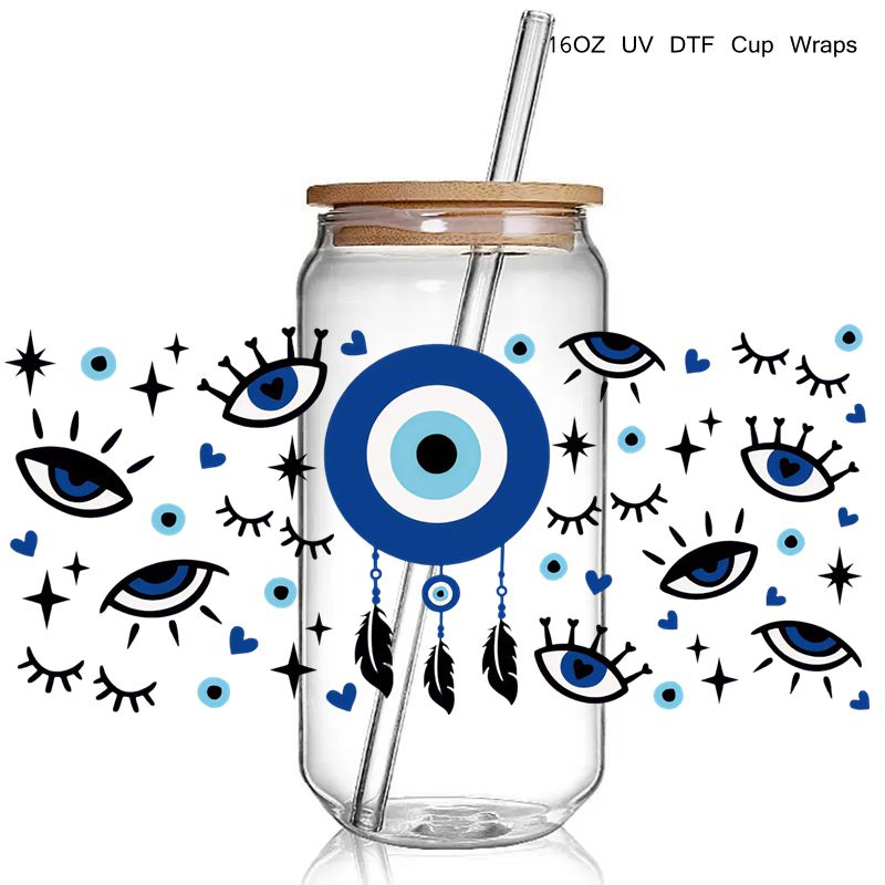Blue Eye Design DTF UV Wraps Sticker Cups Cool Personalize UV Cup Wrap Transfer Sticker Custom Labels Waterproof - Image 8