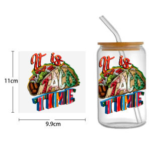 Food Drinks Coffee UV DTF Sticker For 16oz Cups Wrap Transfer Sticker Custom Labels DIY Logo Waterproof