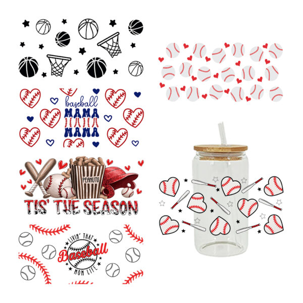 UV DTF Transfer Sport Themed For The 16oz Libbey Glasses Wraps Cup Can DIY Waterproof - Image 3