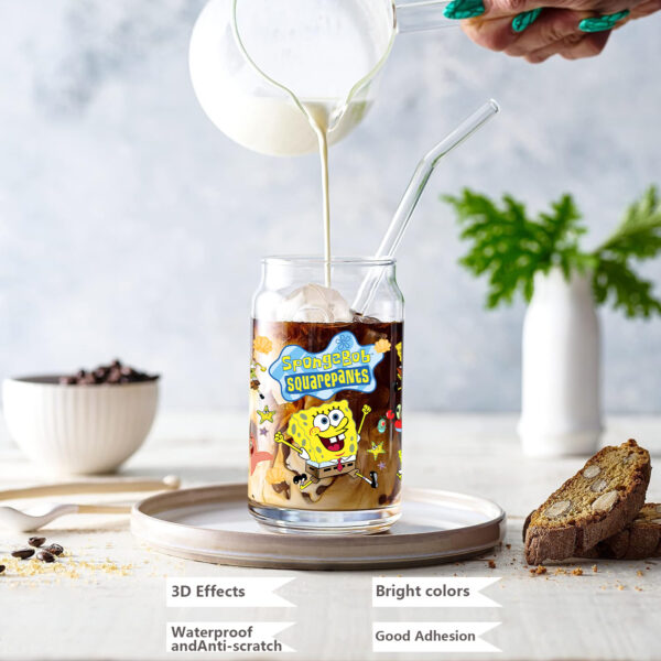 SpongeBob Easy peel waterproof DIY Decals 3D transfers crystal stickers 16oz uv dtf tumbler cup wraps - Image 2