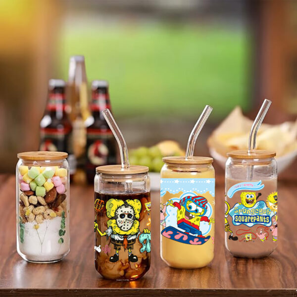 SpongeBob Easy peel waterproof DIY Decals 3D transfers crystal stickers 16oz uv dtf tumbler cup wraps - Image 3
