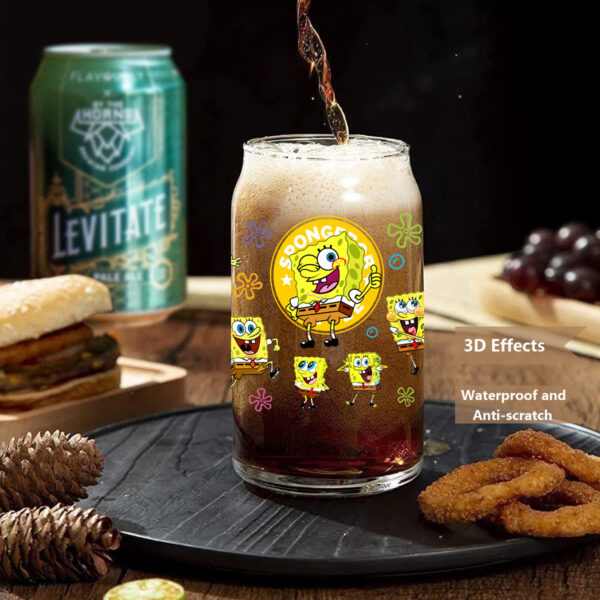 SpongeBob Easy peel waterproof DIY Decals 3D transfers crystal stickers 16oz uv dtf tumbler cup wraps - Image 6
