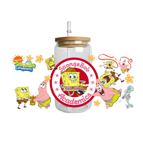 SpongeBob Easy peel waterproof DIY Decals 3D transfers crystal stickers 16oz uv dtf tumbler cup wraps - Image 18
